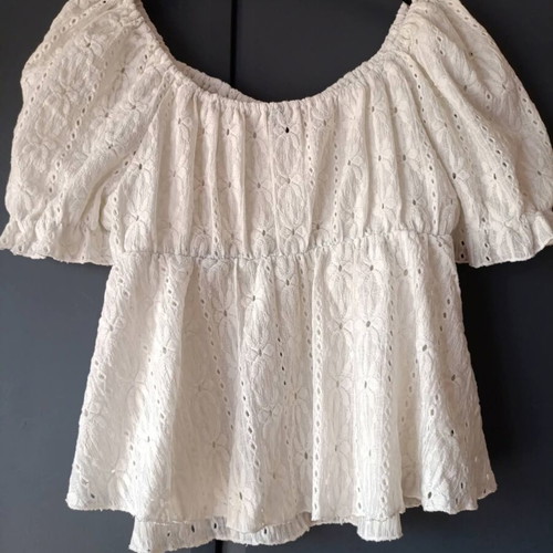 White Off-Shoulder Top broderie anglaise, plus size, new