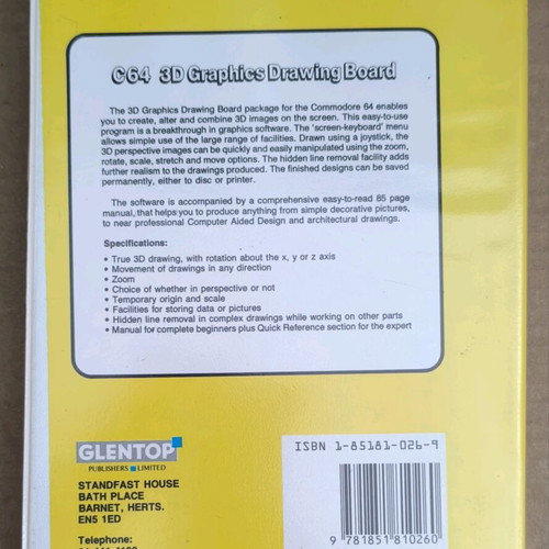 Commodore 64 3D Graphics Drawing Board used (Glentop, Commodore Disk, Clam Box)