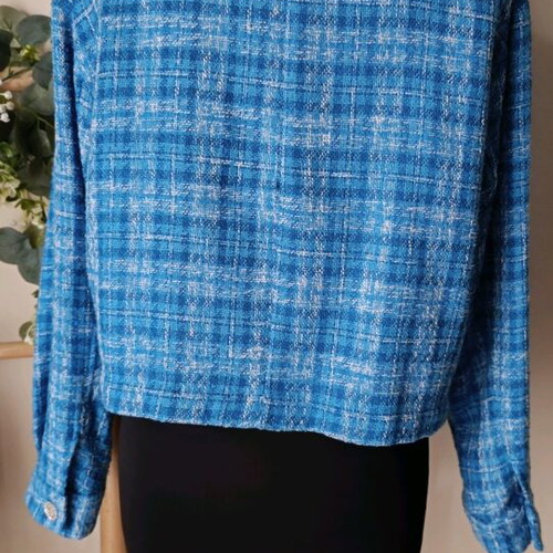 Zara Tweed Jacket XL like new, blue with white details