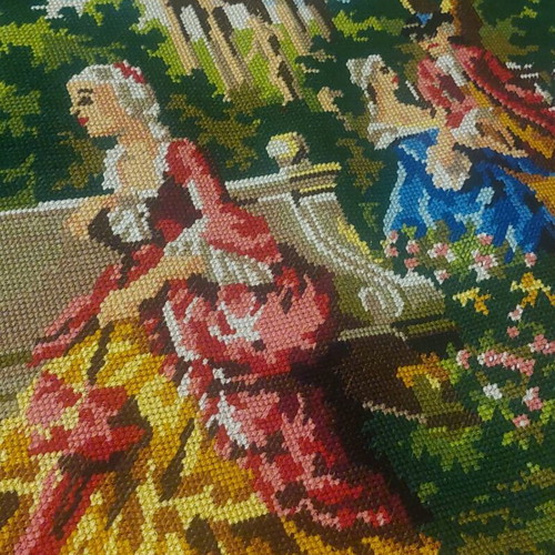 Handmade embroidered frame fully filled, dimensions 105x50