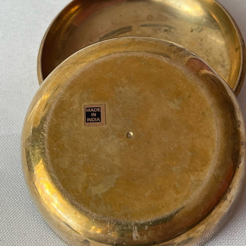 Vintage brass trinket box used, Art Nouveau style, made in India
