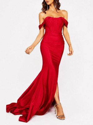 Red prom evening maxi dress, size medium
