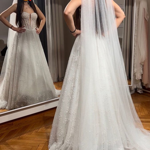 Wedding dress from atelier Constantino with sleeves and veil