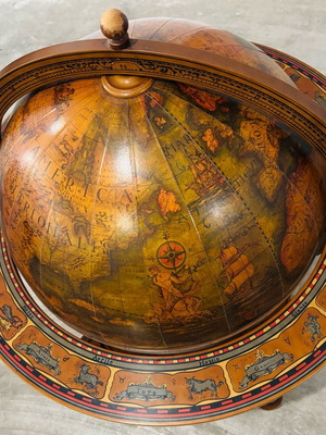 Wooden vintage globe bar used