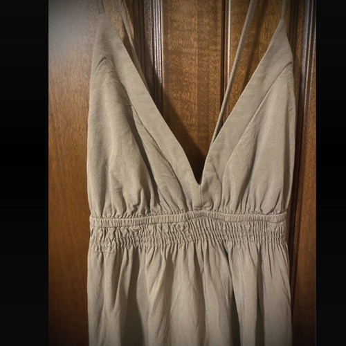 Iso summer backless dress used, khaki, size M