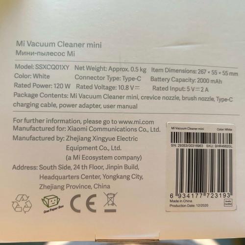 Xiaomi Mi Vacuum Cleaner Mini rechargeable, like new
