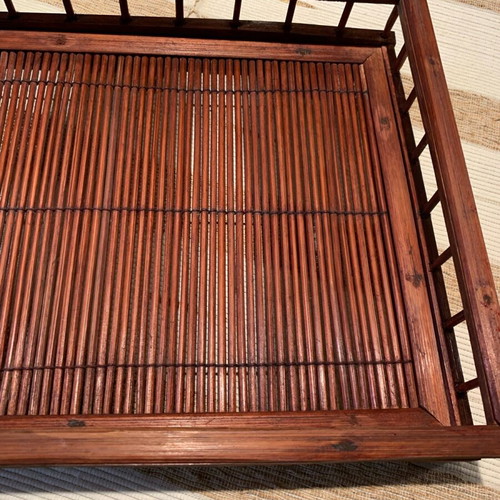 Handmade wooden serving tray new, rectangular, warm rust color