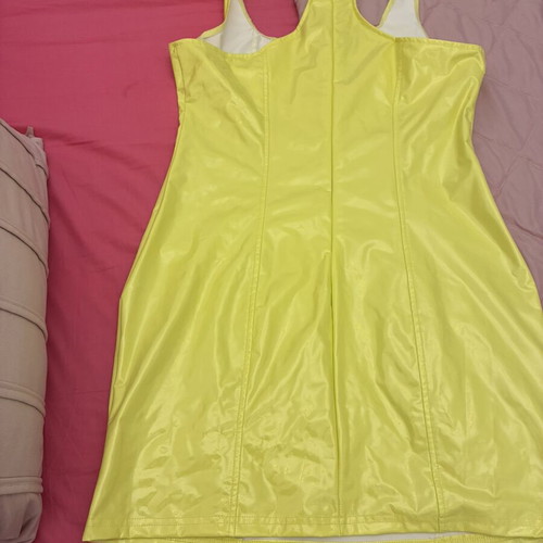 Shein yellow vinyl dress new, size L