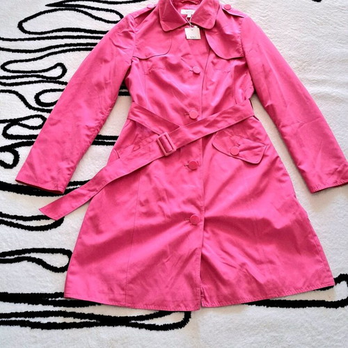 Marks & Spencer pink fuchsia trench coat with pockets and belt, waterproof, size 10