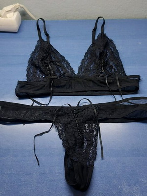 Passion lingerie set black new, sensual with adjustable straps