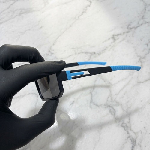 Sport Shield sunglasses like new, black-cyan blue mirror lenses