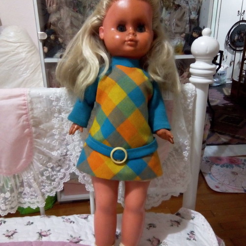 Vintage doll used, 45cm, talking, from Austria