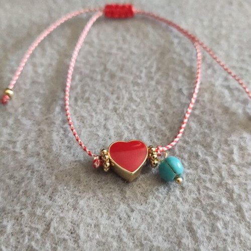 Martaki with metal red heart motif new