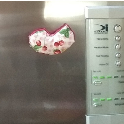 Fabric heart-shaped fridge magnet new