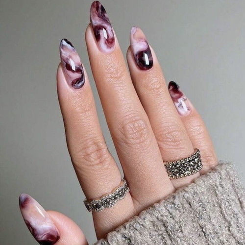 Fake nails new, set of 25 with file and double-sided gel stickers
