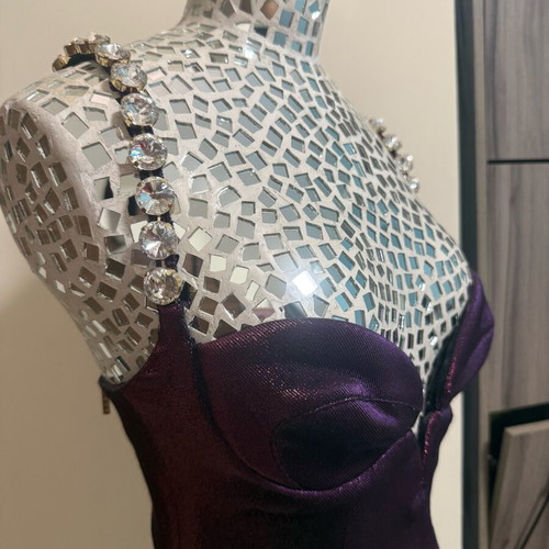 Area Musel bustier purple new with crystal embellishment, size S
