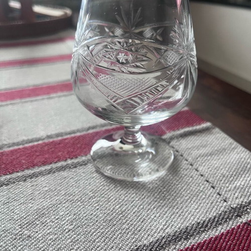 Crystal engraved brandy glasses set of 6 like new