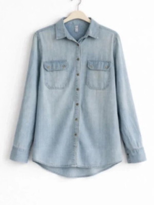 Denim shirt used size M turquoise without damage