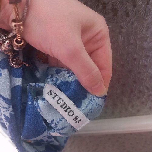 Studio 83 blue satin pants like new, Greek brand