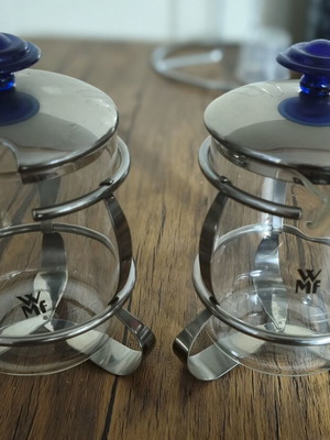 WMF Azuro glass containers like new with stainless steel base