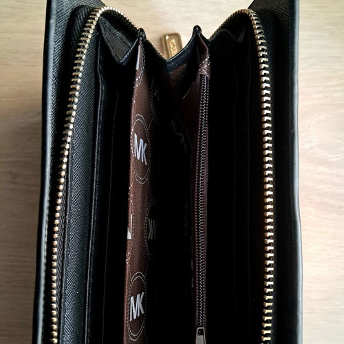 Michael Kors wallet used, black with gold monogram