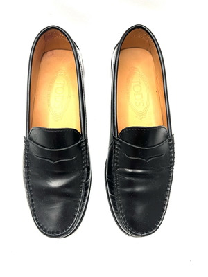 Кожени мокасини Tod's употребявани, черни, номер 36