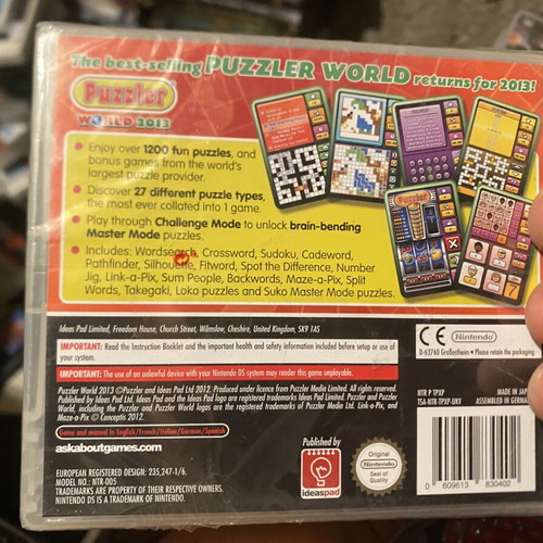 Puzzler World 2013 Nintendo DS game