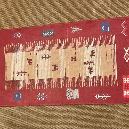 Cotton rug used small with Gabbeh designs 1x0.5 m