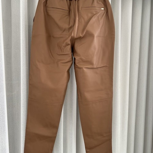 BSB leather look women's pants, camel color, size M
