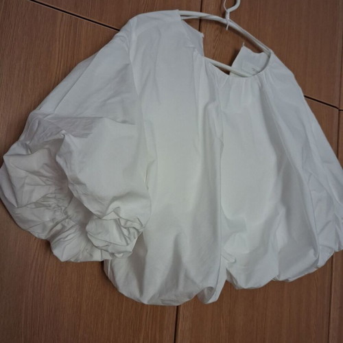 Zara white cropped top with puff sleeves like new