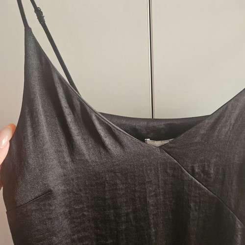 Satin black dress H&M like new, size S midi elegant