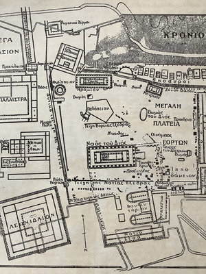 Τοπογραφικός χάρτης Αρχαίας Ολυμπίας 1900 μεταχειρισμένος 21x16cm