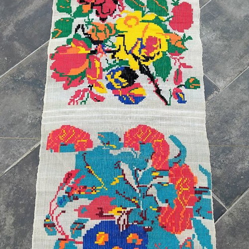 Authentic handmade loom woven textile 4.5 meters like new, antique '50s-'60s