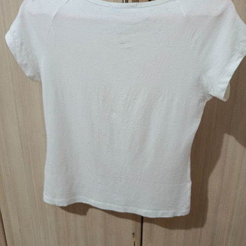T-shirt with print size S used, white multicolor