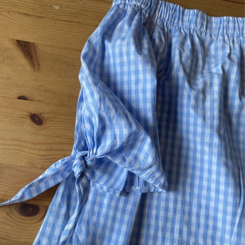 A-Style women's summer blouse checked ciel-white like new, S