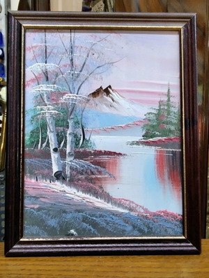 Картина маслен пейзаж 24x19 см в добро състояние с рамка