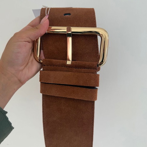 Hemithea camel leather belt new with tag, one size