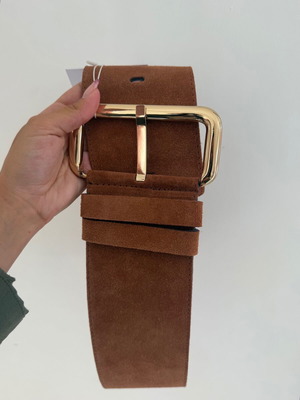 Hemithea camel leather belt new with tag, one size