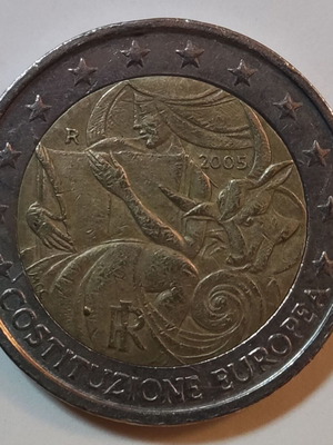 Italy 2005 commemorative 2 euro used, Costituzione Europea