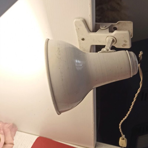 Retro vintage desk lamp with clip used, white