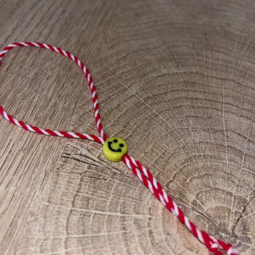 Martaki with smiley handmade like new, white and red