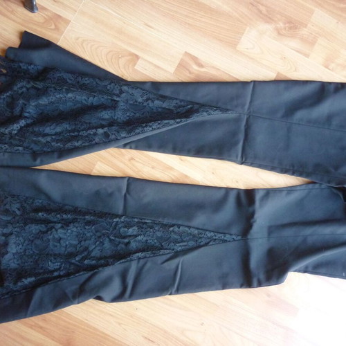 Zara women's pants Large new with lace on legs black