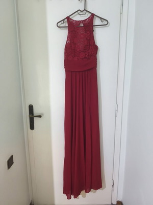 Shein Red Maxi Dress with Lace Size XS New