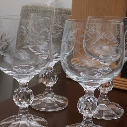 Crystal carved glasses like new, set of 4 pieces