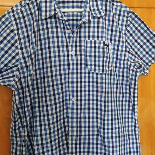 Lee Cooper men's short sleeve shirt like new, cotton, white and blue, XL