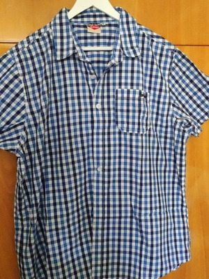 Lee Cooper men's short sleeve shirt like new, cotton, white and blue, XL