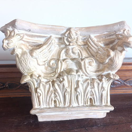 Authentic architectural corbel capital, terracotta, set of 4