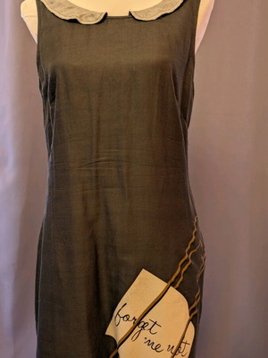 Attrattivo silk dress like new, gray argent with silver collar, size L