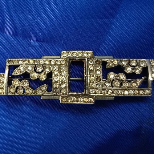 Art Deco brooch used, collectible, silver with zircon