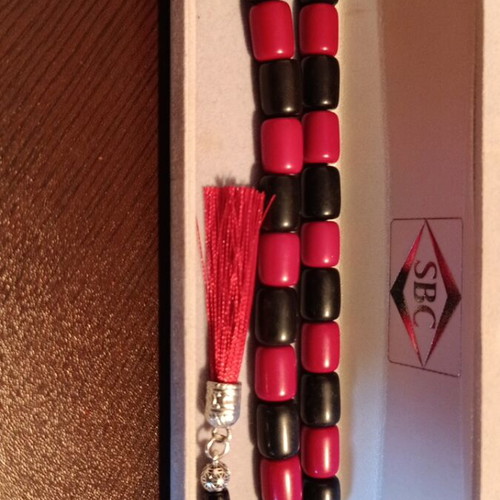Komboloi handmade from vinyl with 12 beads, new